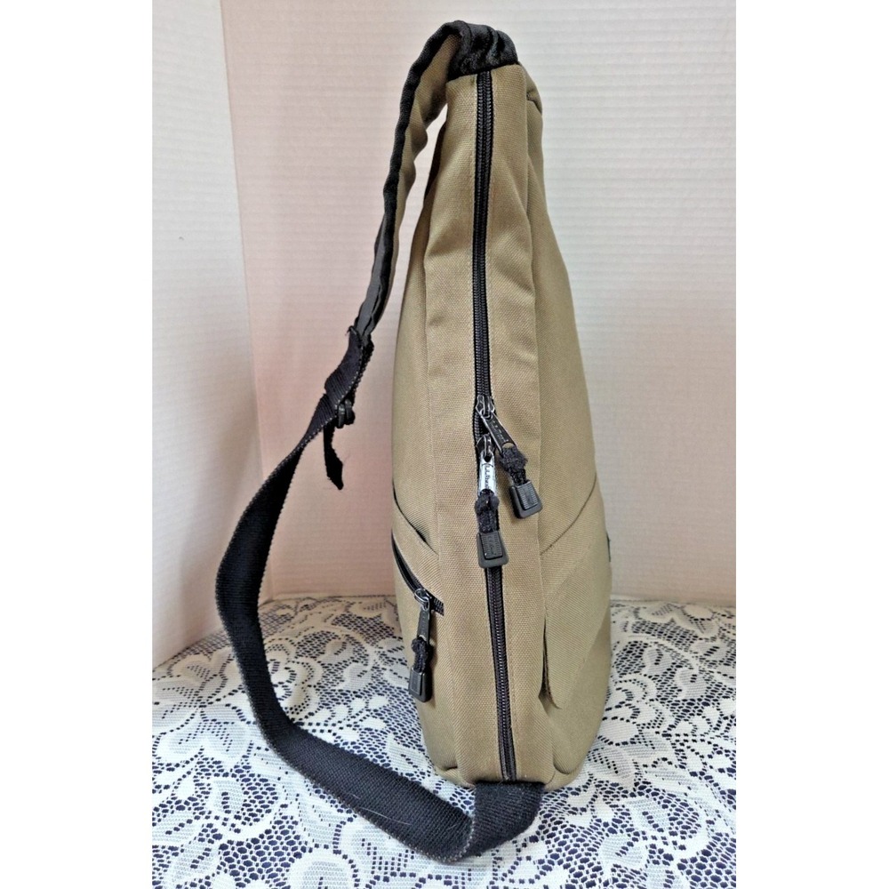 LL Bean Ameribag Khaki Healthy Back Bag Crossbody Sling Canvas Pockets Vtg 90s - Picture 11 of 16
